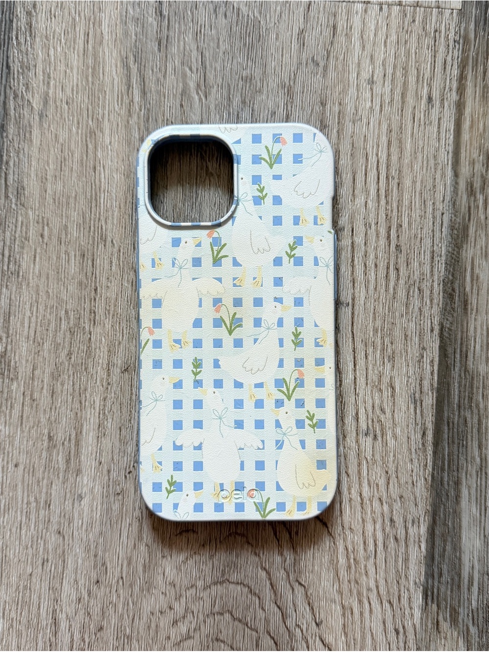 pela iphone 15 Case with Blue Gingham & geese Pattern